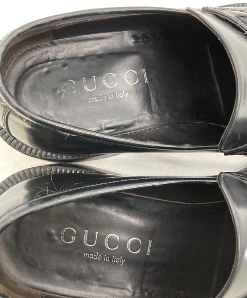 GUCCI（グッチ）GUCCI (グッチ) GGロゴ スクエアトゥローファー ブラック サイズ:42の古着・服飾アイテム
