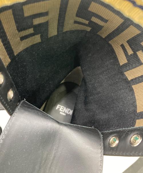 FENDI（フェンディ）FENDI (フェンディ) Leather Combat Boot with FF Cuff ブラック サイズ:35の古着・服飾アイテム