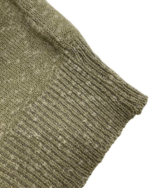 ISSEY MIYAKE（イッセイミヤケ）ISSEY MIYAKE (イッセイミヤケ) 70s～80s リネン混 デザインニット ベージュ×オリーブ サイズ:不明（記載無し）の古着・服飾アイテム