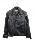 VANQUISHヴァンキッシュ）の古着「TIGHT FIT Lamb Leather DOUBLE RIDERS JACKET」｜ブラック