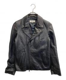 VANQUISH（ヴァンキッシュ）の古着「TIGHT FIT Lamb Leather DOUBLE RIDERS JACKET」｜ブラック