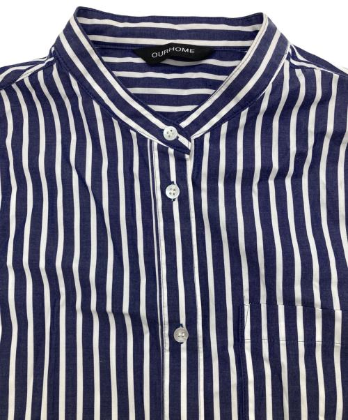 ourhome（アワホーム）ourhome (アワホーム) シャツワンピース ブルー×ホワイト サイズ:FREEの古着・服飾アイテム