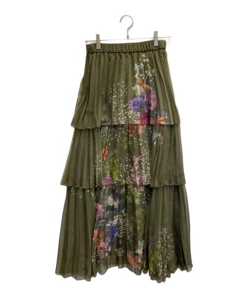 Ameri（アメリ）Ameri (アメリ) UND DARIA TIERED PLEATS SKIRT グリーン サイズ:Mの古着・服飾アイテム