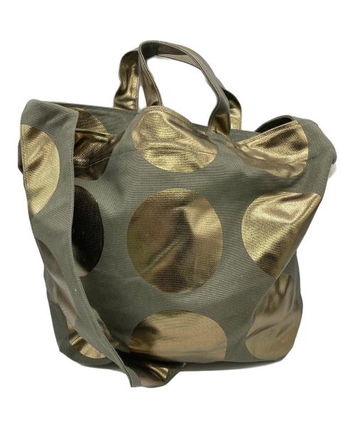 La+h（ラス）La+h (ラス) 8号帆布ラージドットショルダー カーキ×ゴールドの古着・服飾アイテム