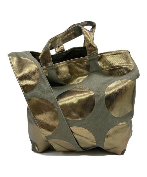 La+h（ラス）La+h (ラス) 8号帆布ラージドットショルダー カーキ×ゴールドの古着・服飾アイテム