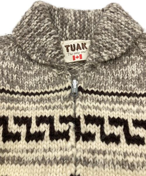 TUAK（トゥアック）TUAK (トゥアック) カウチンニットカーディガン ベージュ サイズ:不明(記載なし)の古着・服飾アイテム