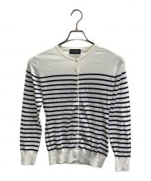 JOHN SMEDLEY（ジョンスメドレー）の古着「ボーダーカーディガン」｜ホワイト