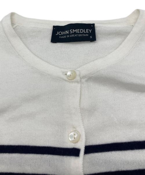 JOHN SMEDLEY（ジョンスメドレー）JOHN SMEDLEY (ジョンスメドレー) ボーダーカーディガン ホワイト サイズ:Sの古着・服飾アイテム