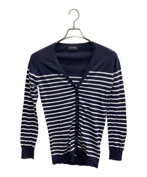 JOHN SMEDLEY（ジョンスメドレー）JOHN SMEDLEY (ジョンスメドレー) ボーダーカーディガン ネイビー サイズ:Sの古着・服飾アイテム