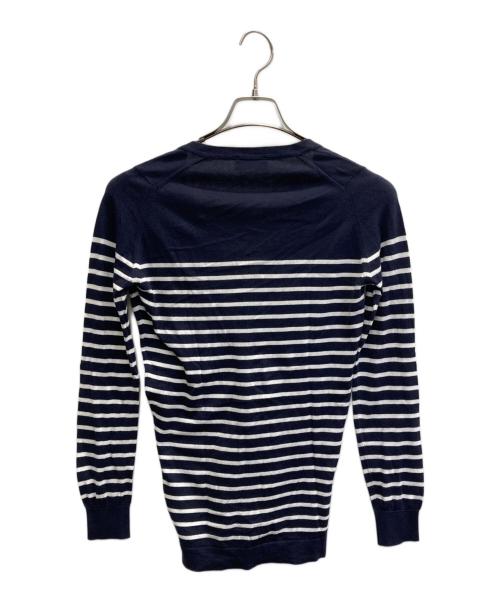 JOHN SMEDLEY（ジョンスメドレー）JOHN SMEDLEY (ジョンスメドレー) ボーダーカーディガン ネイビー サイズ:Sの古着・服飾アイテム