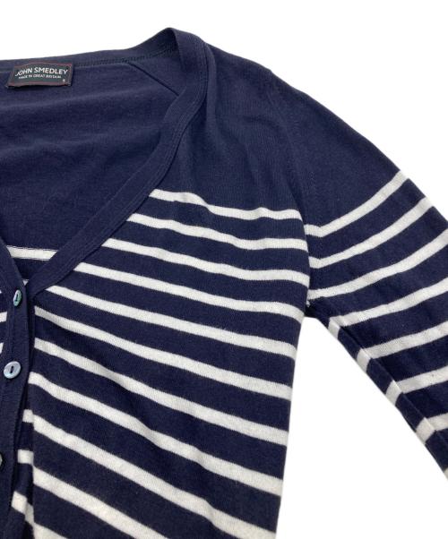 JOHN SMEDLEY（ジョンスメドレー）JOHN SMEDLEY (ジョンスメドレー) ボーダーカーディガン ネイビー サイズ:Sの古着・服飾アイテム