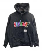 SUPREME×WTAPSシュプリーム×ダブルタップス）の古着「FW21 Sic'em! Hooded Sweatshirt」｜ブラック