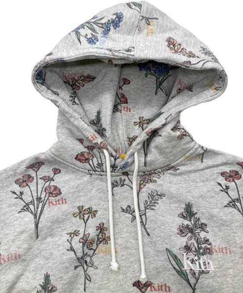 KITH（キス）KITH (キス) ボタニカルフローラル柄 プルオーバーパーカー グレー サイズ:Sの古着・服飾アイテム