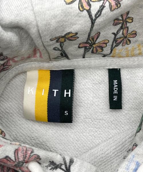 KITH（キス）KITH (キス) ボタニカルフローラル柄 プルオーバーパーカー グレー サイズ:Sの古着・服飾アイテム