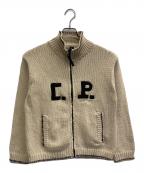 C.P COMPANYシーピーカンパニー）の古着「C.P ロゴ ドライバーズニット」｜ベージュ