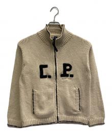 C.P COMPANY（シーピーカンパニー）の古着「C.P ロゴ ドライバーズニット」｜ベージュ