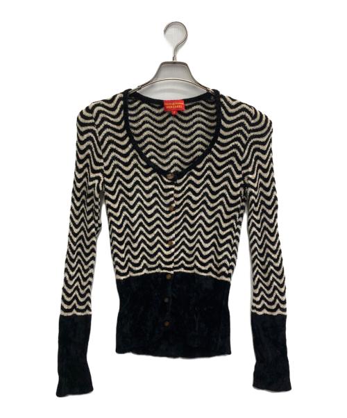 Vivienne Westwood RED LABEL（ヴィヴィアンウエストウッドレッドレーベル）Vivienne Westwood RED LABEL (ヴィヴィアンウエストウッドレッドレーベル) 総柄 Uネックカーディガン ブラック サイズ:size2の古着・服飾アイテム