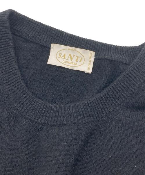 SANTI（サンティ）SANTI (サンティ) カシミヤクルーネックニット ブラック サイズ:52の古着・服飾アイテム