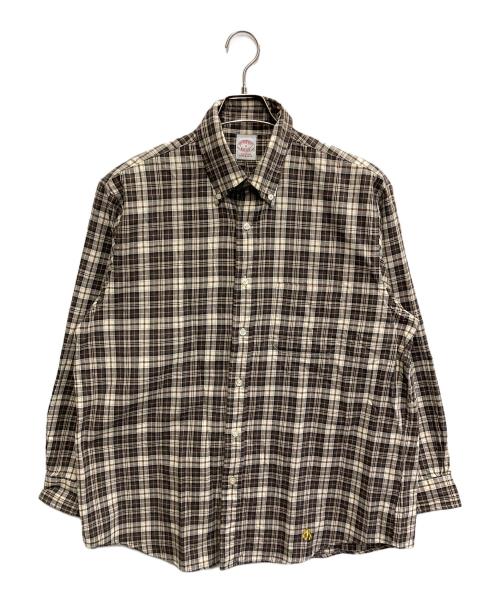 BROOKS BROTHERS（ブルックスブラザーズ）BROOKS BROTHERS (ブルックスブラザーズ) Bshop (ビショップ) 別注 コットンフランネル ポロカラーボタンダウンシャツ ブラウン サイズ:Mの古着・服飾アイテム