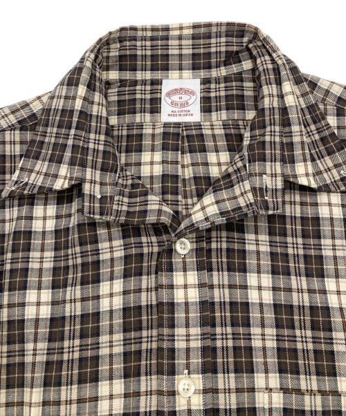 BROOKS BROTHERS（ブルックスブラザーズ）BROOKS BROTHERS (ブルックスブラザーズ) Bshop (ビショップ) 別注 コットンフランネル ポロカラーボタンダウンシャツ ブラウン サイズ:Mの古着・服飾アイテム