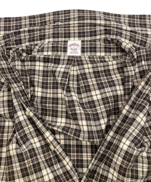 BROOKS BROTHERS（ブルックスブラザーズ）BROOKS BROTHERS (ブルックスブラザーズ) Bshop (ビショップ) 別注 コットンフランネル ポロカラーボタンダウンシャツ ブラウン サイズ:Mの古着・服飾アイテム