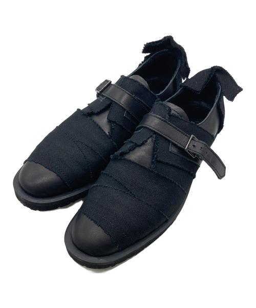 YOHJI YAMAMOTO（ヨウジヤマモト）YOHJI YAMAMOTO (ヨウジヤマモト) CANVAS/LEATHER STRAP SHOES ブラック サイズ:表記無し 約25～25.5の古着・服飾アイテム