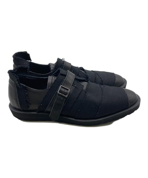 YOHJI YAMAMOTO（ヨウジヤマモト）YOHJI YAMAMOTO (ヨウジヤマモト) CANVAS/LEATHER STRAP SHOES ブラック サイズ:表記無し 約25～25.5の古着・服飾アイテム