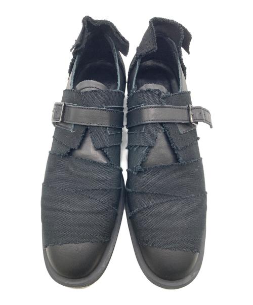 YOHJI YAMAMOTO（ヨウジヤマモト）YOHJI YAMAMOTO (ヨウジヤマモト) CANVAS/LEATHER STRAP SHOES ブラック サイズ:表記無し 約25～25.5の古着・服飾アイテム
