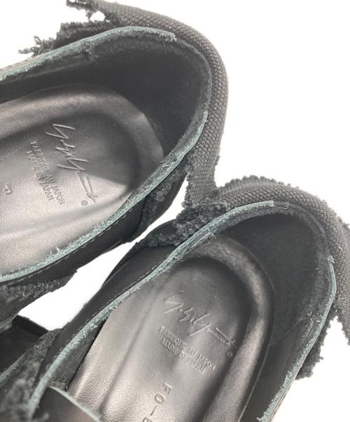 YOHJI YAMAMOTO（ヨウジヤマモト）YOHJI YAMAMOTO (ヨウジヤマモト) CANVAS/LEATHER STRAP SHOES ブラック サイズ:表記無し 約25～25.5の古着・服飾アイテム