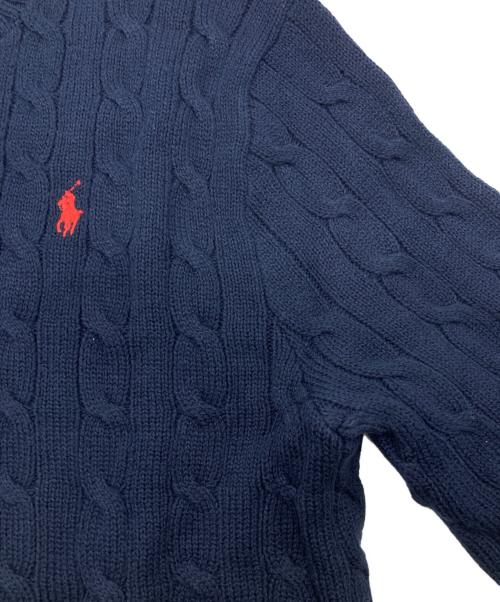 POLO RALPH LAUREN（ポロ・ラルフローレン）POLO RALPH LAUREN (ポロ・ラルフローレン) ケーブルニット コットン セーター ネイビー サイズ:L 未使用品の古着・服飾アイテム