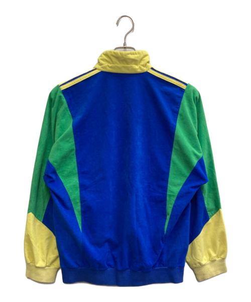 adidas（アディダス）adidas (アディダス) velvet material track jacket ブルー×グリーン×イエロー サイズ:Mの古着・服飾アイテム