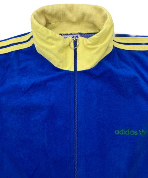 adidas（アディダス）adidas (アディダス) velvet material track jacket ブルー×グリーン×イエロー サイズ:Mの古着・服飾アイテム