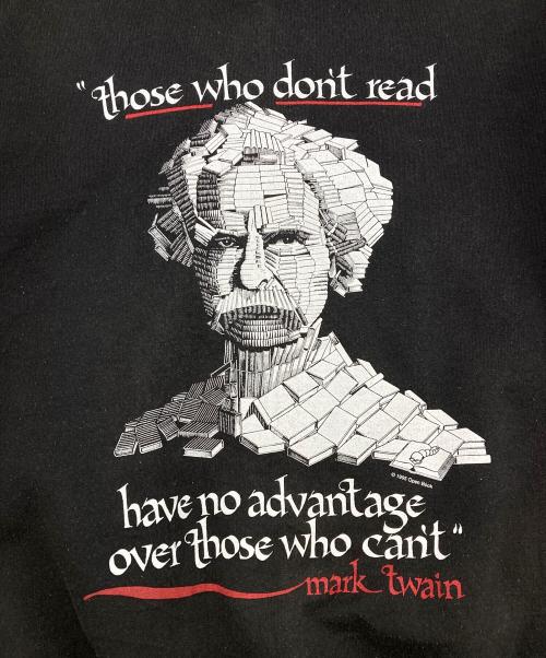 Hanes（ヘインズ）Hanes (ヘインズ) 90s Mark Twain プリントスウェット ブラック サイズ:Mの古着・服飾アイテム