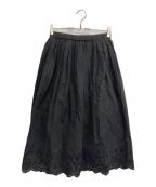 KAGUREカグレ）の古着「スカラップ刺繍ギャザースカート」｜ブラック