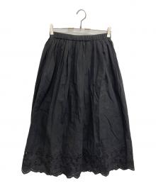 KAGURE（カグレ）の古着「スカラップ刺繍ギャザースカート」｜ブラック