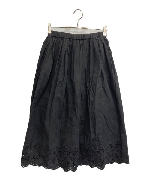 KAGURE（カグレ）kagure (カグレ) スカラップ刺繍ギャザースカート ブラック サイズ:FREEの古着・服飾アイテム