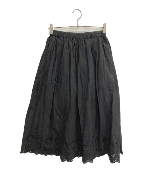 KAGURE（カグレ）kagure (カグレ) スカラップ刺繍ギャザースカート ブラック サイズ:FREEの古着・服飾アイテム