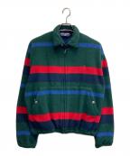 POLO SPORTポロスポーツ）の古着「ボーダーフリースジャケット」｜グリーン×ネイビー