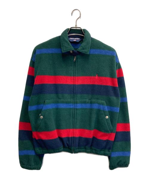 POLO SPORT（ポロスポーツ）POLO SPORT (ポロスポーツ) ボーダーフリースジャケット グリーン×ネイビー サイズ:Mの古着・服飾アイテム