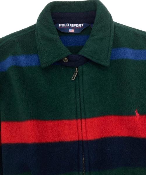 POLO SPORT（ポロスポーツ）POLO SPORT (ポロスポーツ) ボーダーフリースジャケット グリーン×ネイビー サイズ:Mの古着・服飾アイテム
