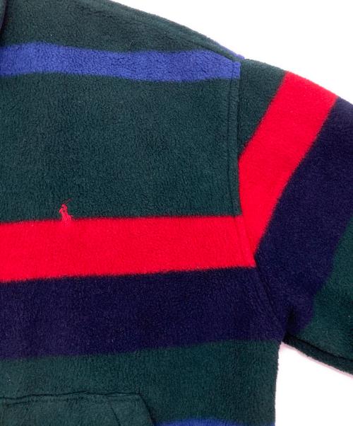 POLO SPORT（ポロスポーツ）POLO SPORT (ポロスポーツ) ボーダーフリースジャケット グリーン×ネイビー サイズ:Mの古着・服飾アイテム