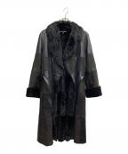 Les Copainsレコパン）の古着「レザー切替コート」｜ブラック