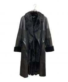 Les Copains（レコパン）の古着「レザー切替コート」｜ブラック