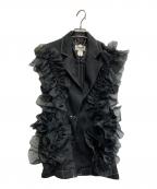 HOUGAホウガ）の古着「オーガンジーフリルジレ」｜ブラック