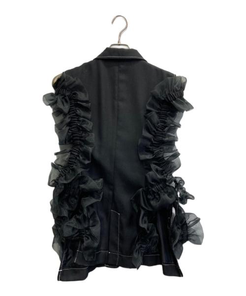 HOUGA（ホウガ）HOUGA (ホウガ) オーガンジーフリルジレ ブラック サイズ:不明（記載無し）の古着・服飾アイテム