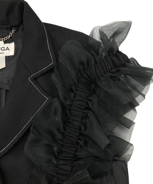 HOUGA（ホウガ）HOUGA (ホウガ) オーガンジーフリルジレ ブラック サイズ:不明（記載無し）の古着・服飾アイテム