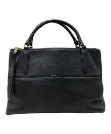 COACH（コーチ）の古着「BOROUGH Black Pebbled Leather Satchel Handbag」｜ブラック