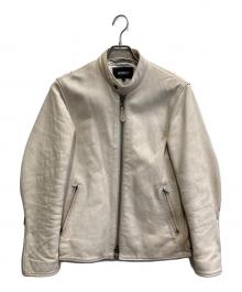 AVIREX（アヴィレックス）の古着「エイジド加工シングルライダース レザージャケット」｜ベージュ