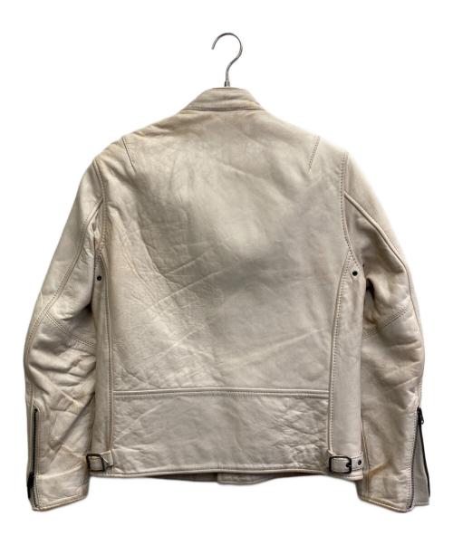 AVIREX（アヴィレックス）AVIREX (アヴィレックス) エイジド加工シングルライダース レザージャケット ベージュ サイズ:Lの古着・服飾アイテム