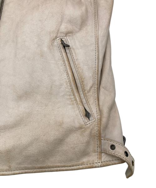 AVIREX（アヴィレックス）AVIREX (アヴィレックス) エイジド加工シングルライダース レザージャケット ベージュ サイズ:Lの古着・服飾アイテム